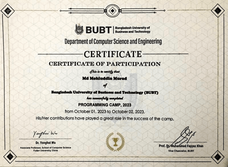 Programming Camp 2023 Participant